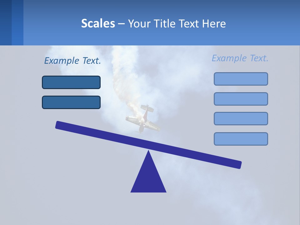 A Plane Flying In The Sky With Smoke Coming Out Of It PowerPoint Template