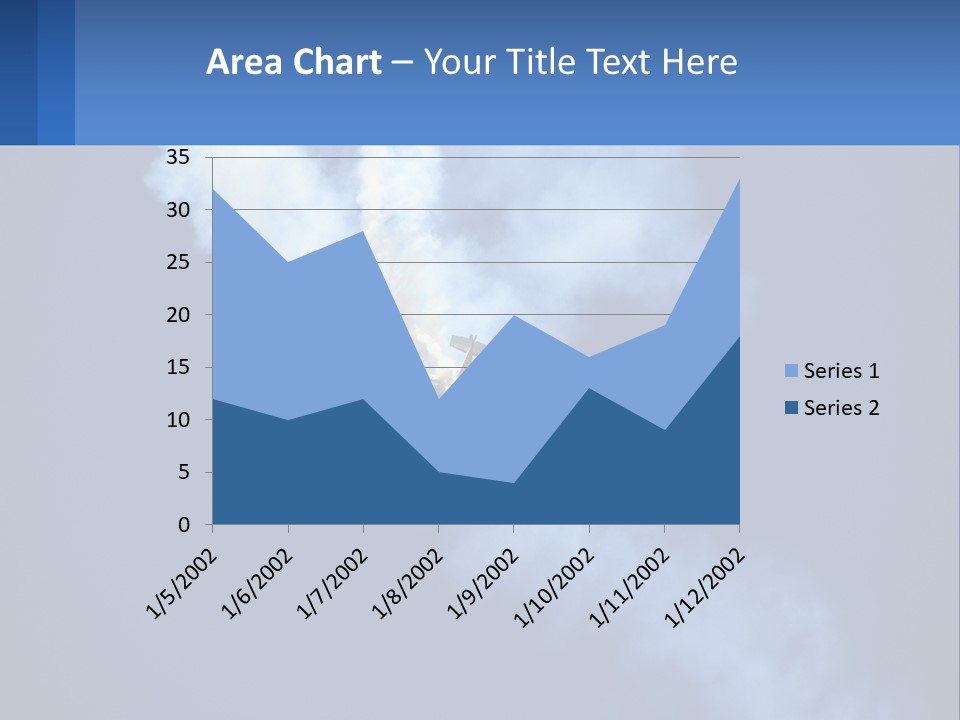 A Plane Flying In The Sky With Smoke Coming Out Of It PowerPoint Template