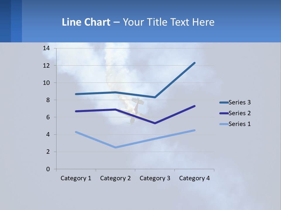 A Plane Flying In The Sky With Smoke Coming Out Of It PowerPoint Template