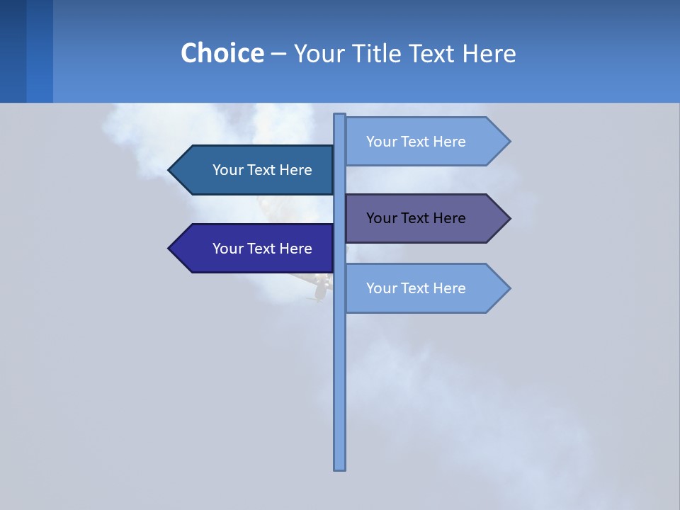 A Plane Flying In The Sky With Smoke Coming Out Of It PowerPoint Template