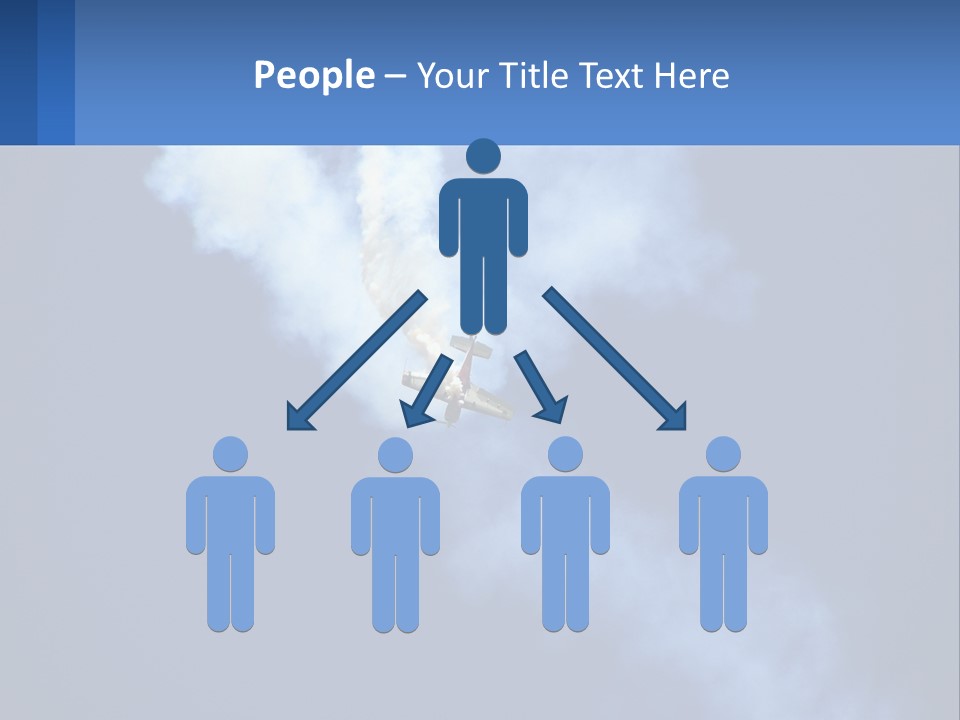 A Plane Flying In The Sky With Smoke Coming Out Of It PowerPoint Template