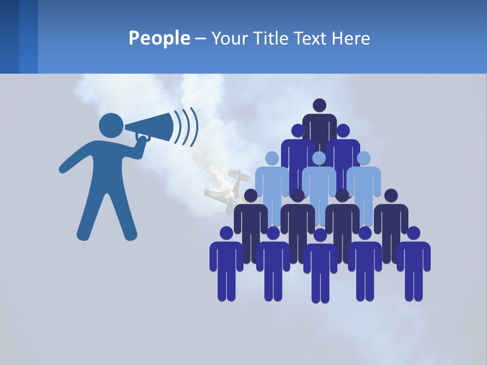 A Plane Flying In The Sky With Smoke Coming Out Of It PowerPoint Template