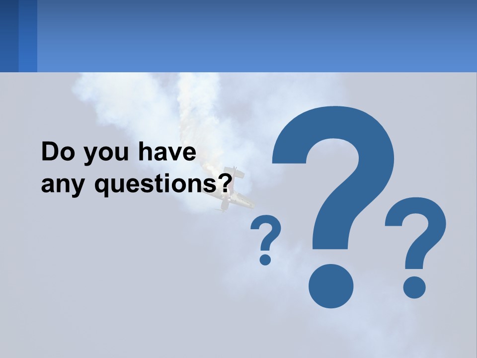 A Plane Flying In The Sky With Smoke Coming Out Of It PowerPoint Template