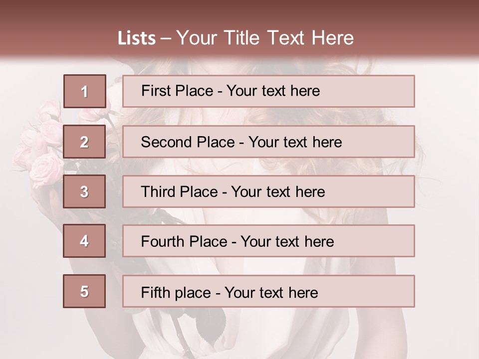 A Beautiful Woman Holding A Rose In Her Hand PowerPoint Template