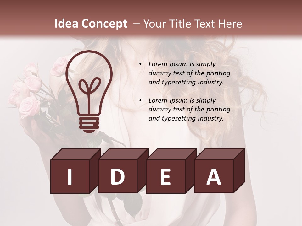 A Beautiful Woman Holding A Rose In Her Hand PowerPoint Template