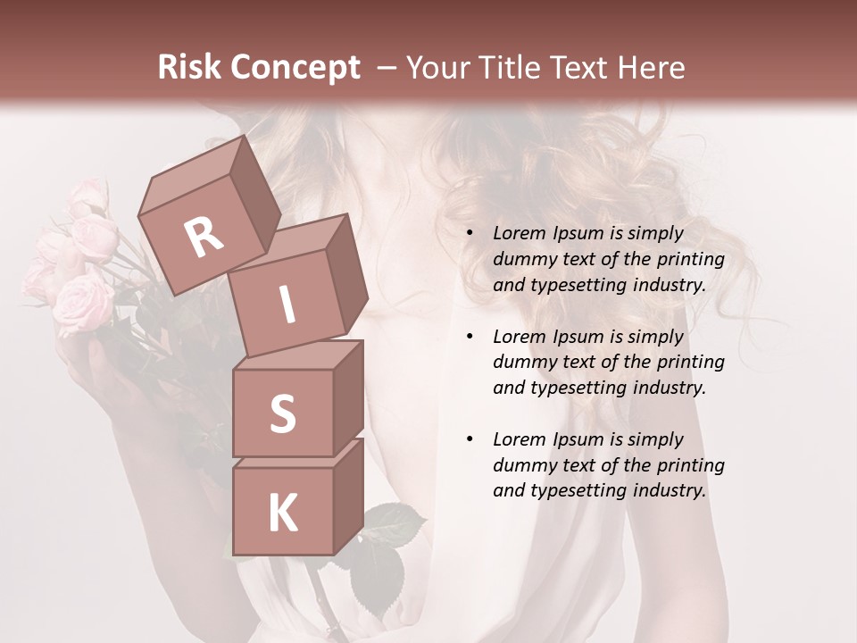 A Beautiful Woman Holding A Rose In Her Hand PowerPoint Template