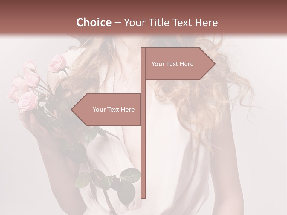 A Beautiful Woman Holding A Rose In Her Hand PowerPoint Template