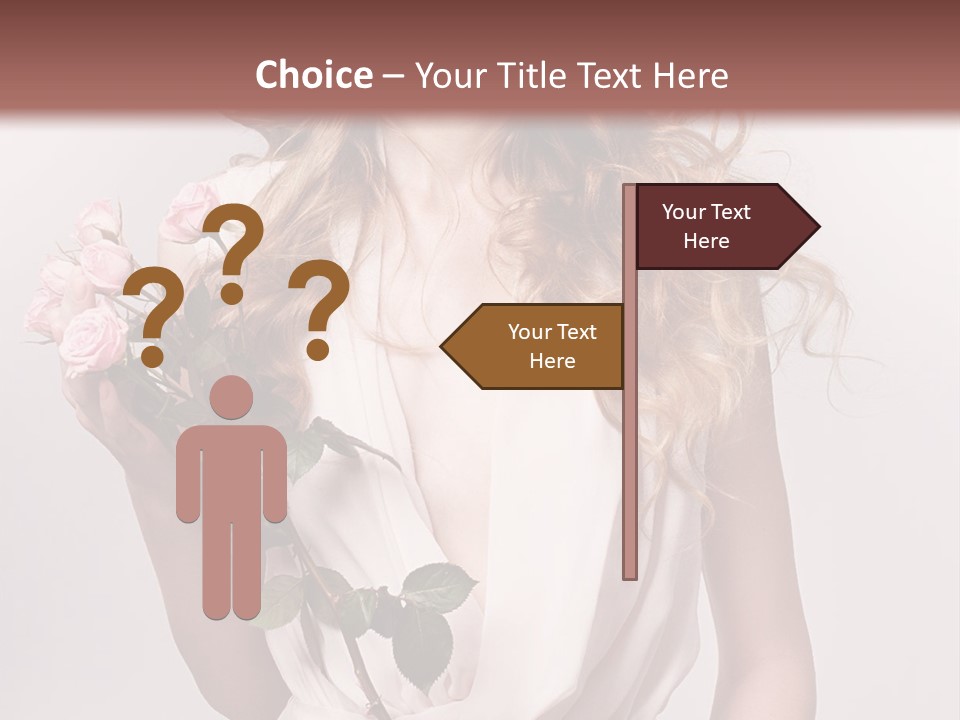 A Beautiful Woman Holding A Rose In Her Hand PowerPoint Template
