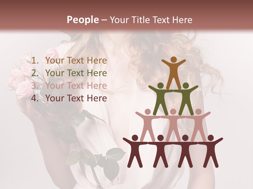 A Beautiful Woman Holding A Rose In Her Hand PowerPoint Template