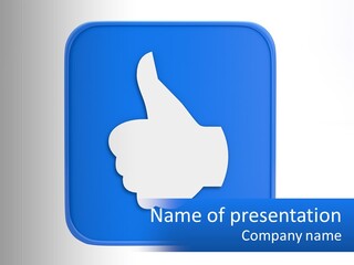 A Thumbs Up Sign On A Blue Button PowerPoint Template