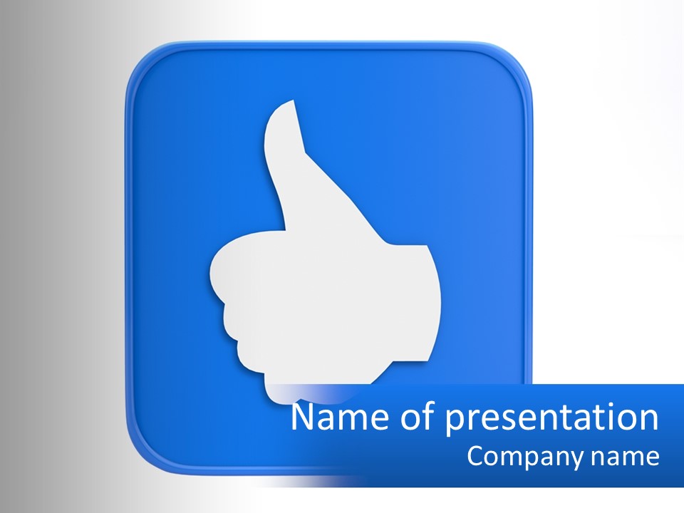 A Thumbs Up Sign On A Blue Button PowerPoint Template