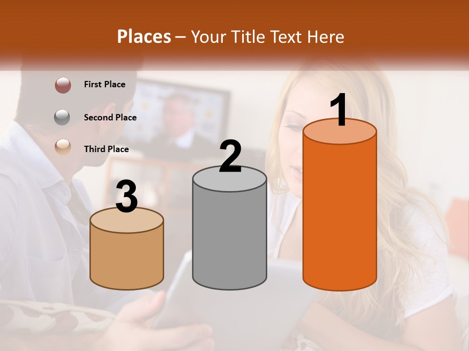 A Man And A Woman Sitting In Front Of A Television PowerPoint Template