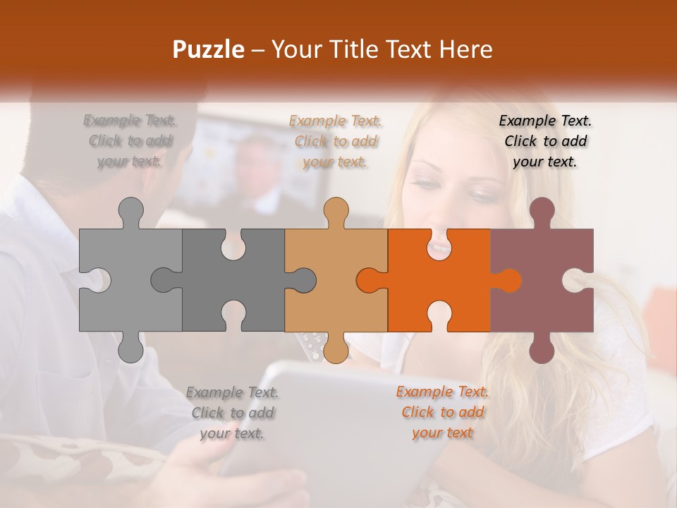 A Man And A Woman Sitting In Front Of A Television PowerPoint Template