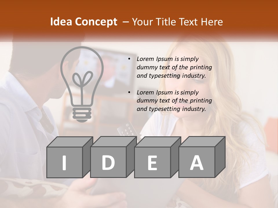 A Man And A Woman Sitting In Front Of A Television PowerPoint Template