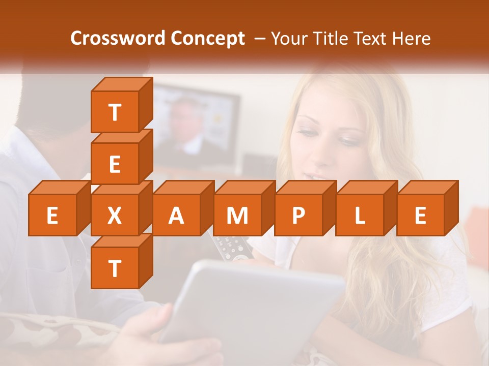 A Man And A Woman Sitting In Front Of A Television PowerPoint Template