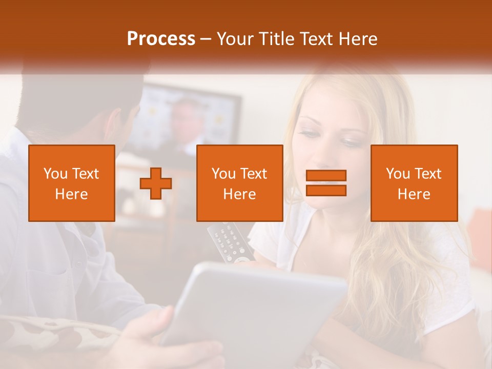 A Man And A Woman Sitting In Front Of A Television PowerPoint Template