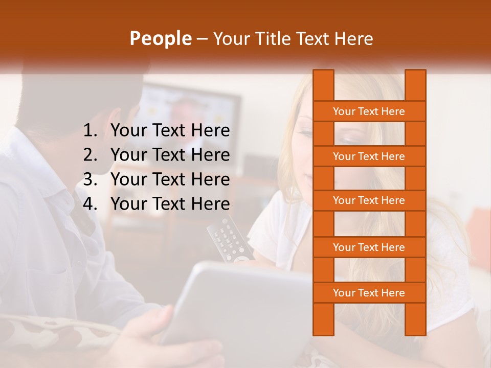 A Man And A Woman Sitting In Front Of A Television PowerPoint Template