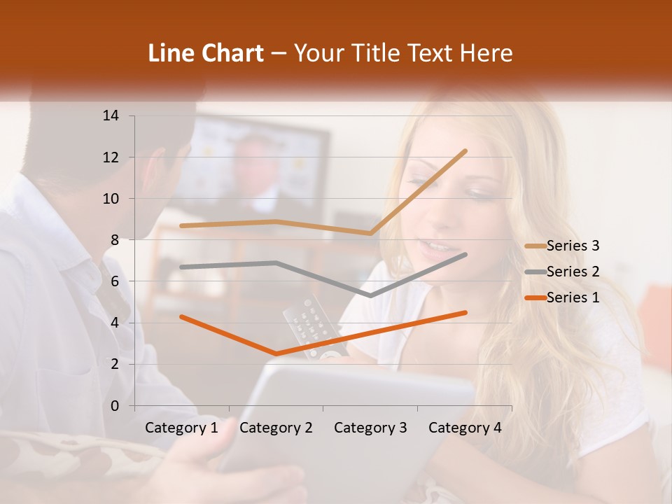 A Man And A Woman Sitting In Front Of A Television PowerPoint Template