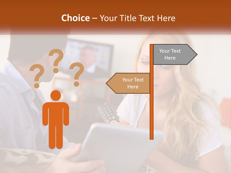 A Man And A Woman Sitting In Front Of A Television PowerPoint Template