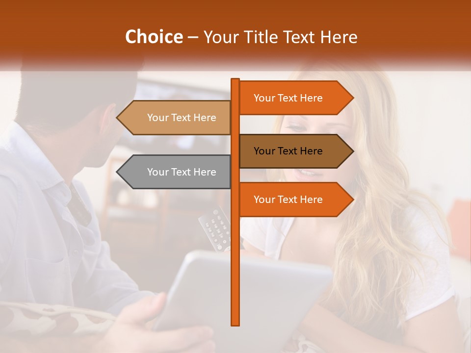 A Man And A Woman Sitting In Front Of A Television PowerPoint Template