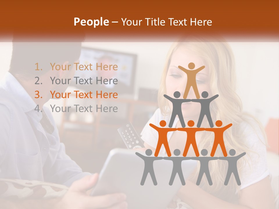 A Man And A Woman Sitting In Front Of A Television PowerPoint Template