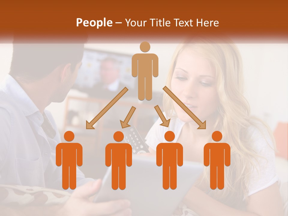 A Man And A Woman Sitting In Front Of A Television PowerPoint Template