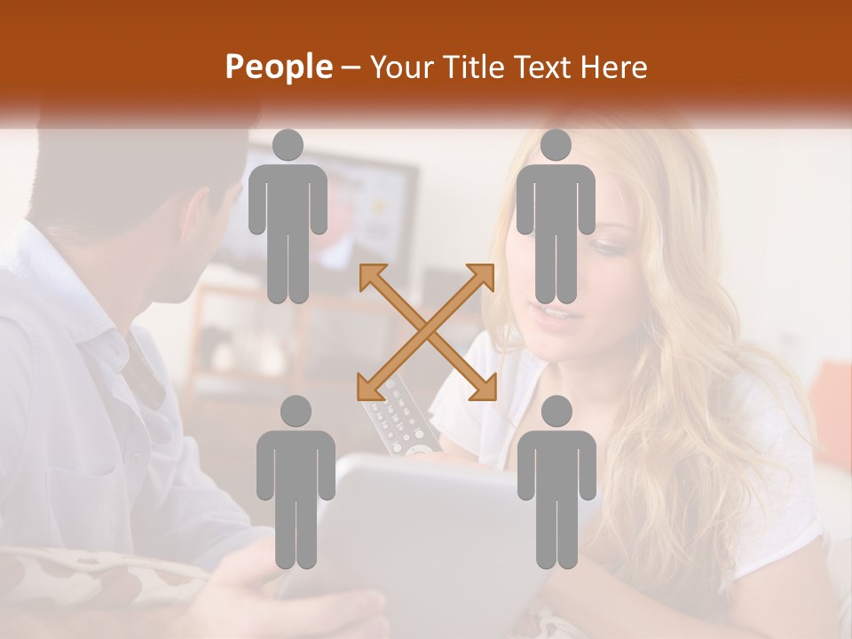 A Man And A Woman Sitting In Front Of A Television PowerPoint Template