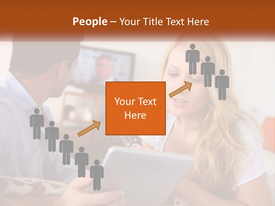 A Man And A Woman Sitting In Front Of A Television PowerPoint Template