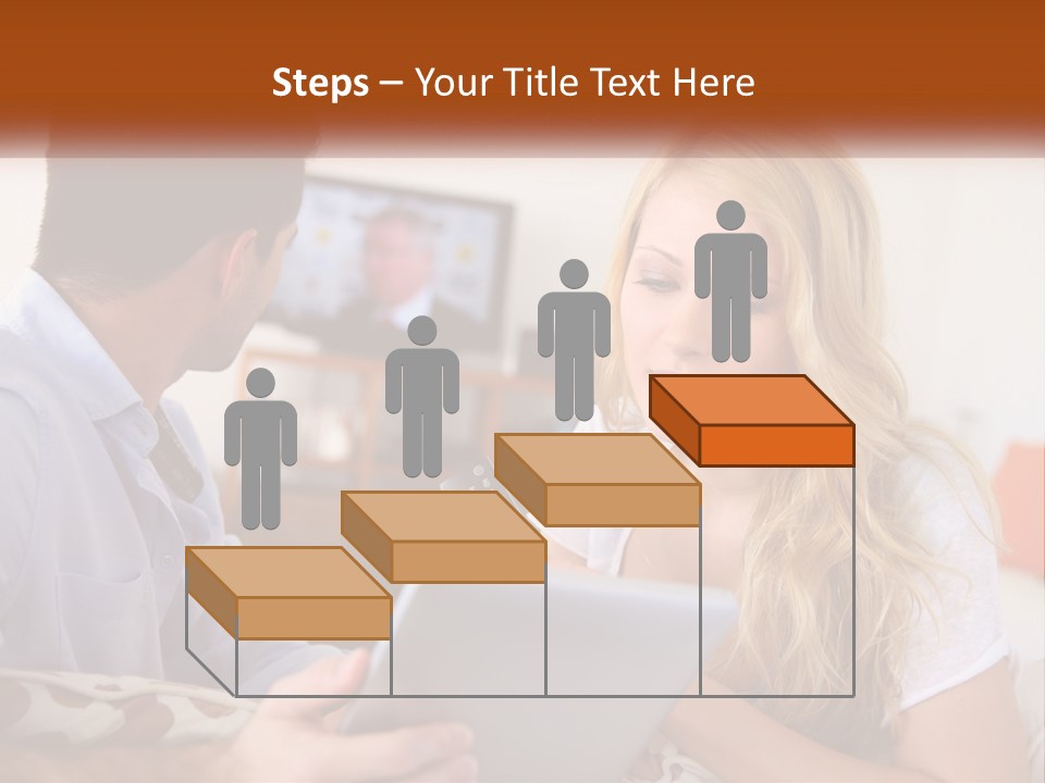 A Man And A Woman Sitting In Front Of A Television PowerPoint Template