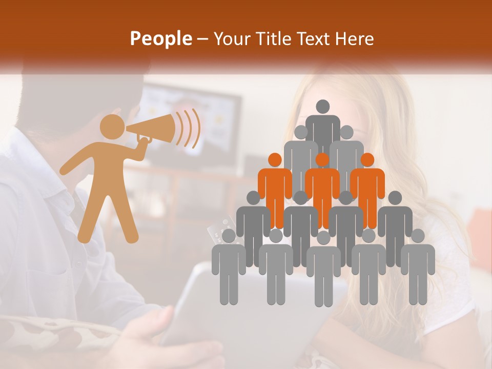 A Man And A Woman Sitting In Front Of A Television PowerPoint Template