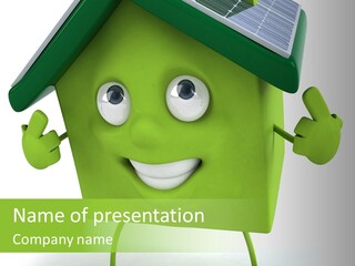 A Green House With A Solar Panel On Top Of It PowerPoint Template