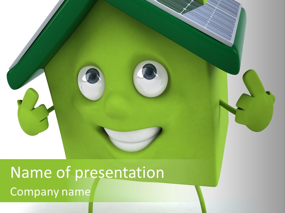 A Green House With A Solar Panel On Top Of It PowerPoint Template
