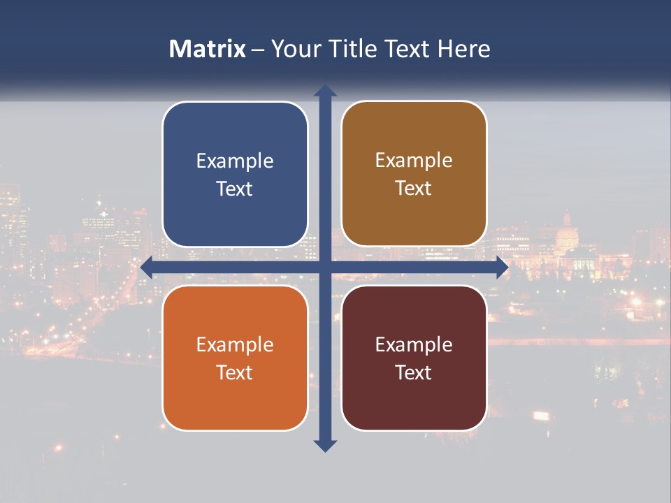A City Skyline At Night With The Lights On PowerPoint Template