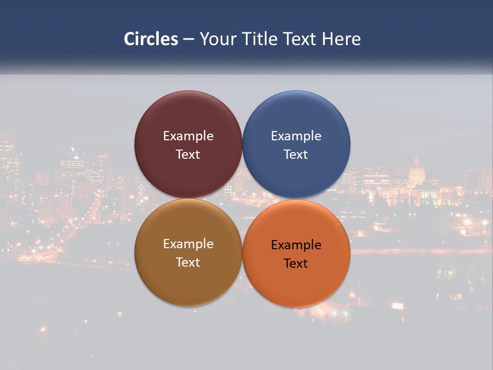 A City Skyline At Night With The Lights On PowerPoint Template