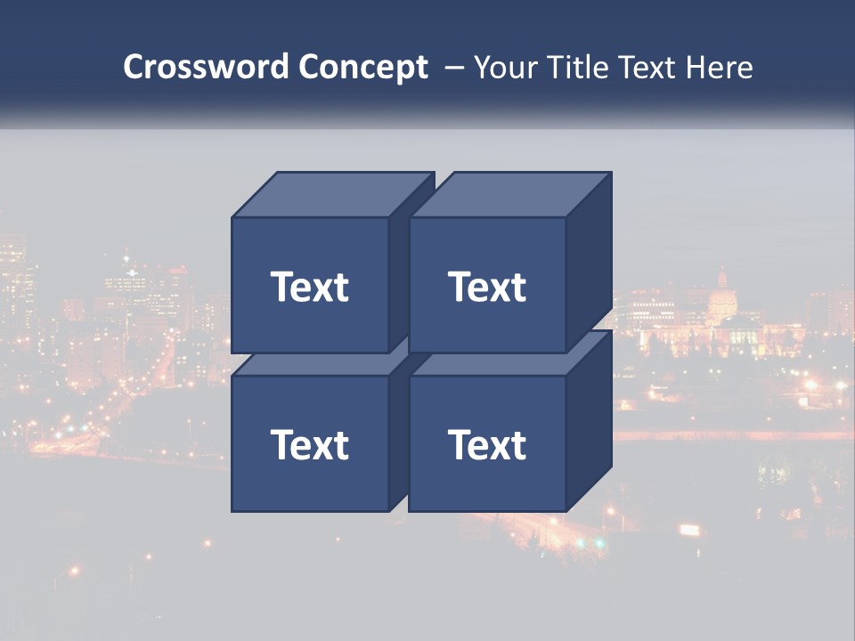A City Skyline At Night With The Lights On PowerPoint Template