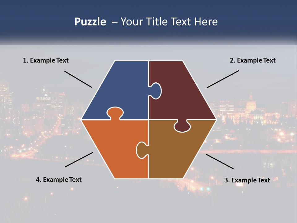 A City Skyline At Night With The Lights On PowerPoint Template