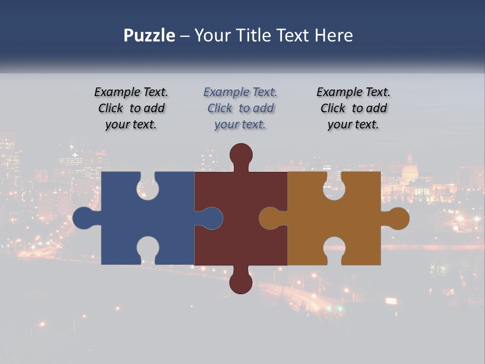 A City Skyline At Night With The Lights On PowerPoint Template