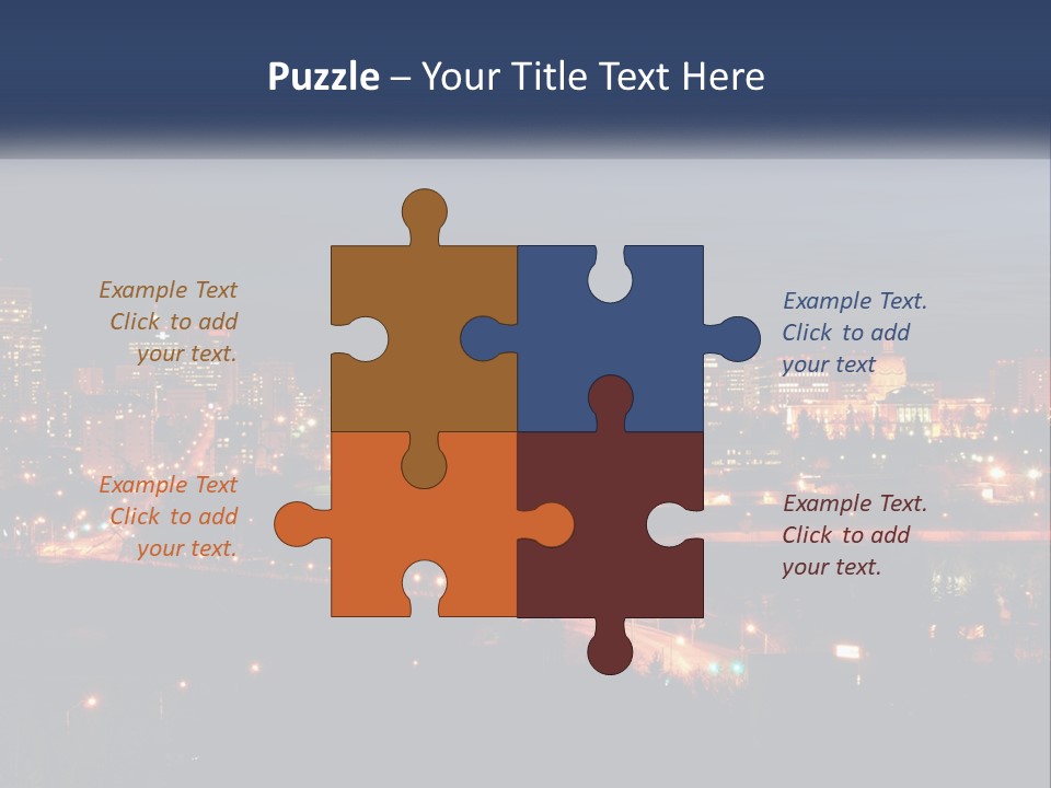 A City Skyline At Night With The Lights On PowerPoint Template