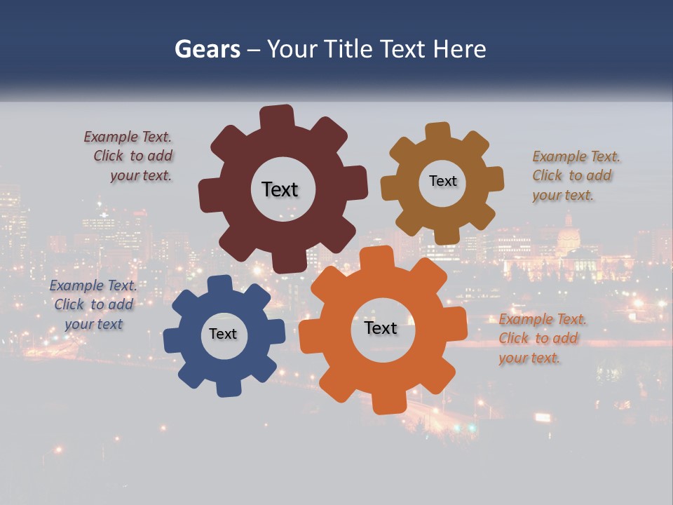 A City Skyline At Night With The Lights On PowerPoint Template