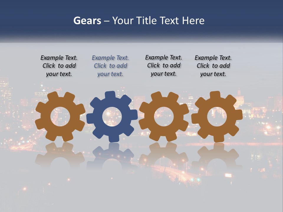 A City Skyline At Night With The Lights On PowerPoint Template