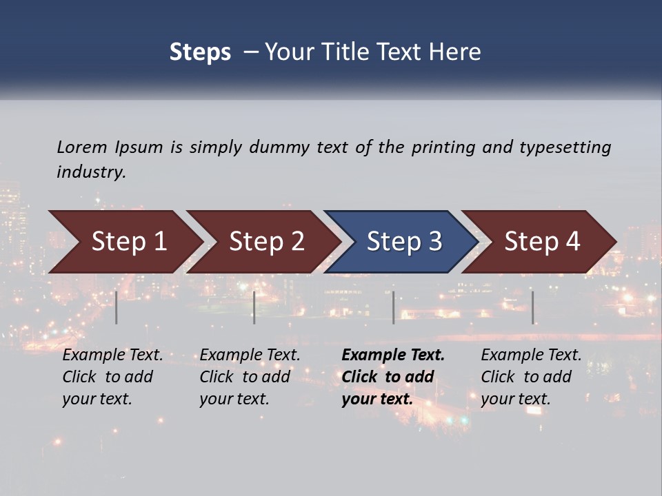 A City Skyline At Night With The Lights On PowerPoint Template