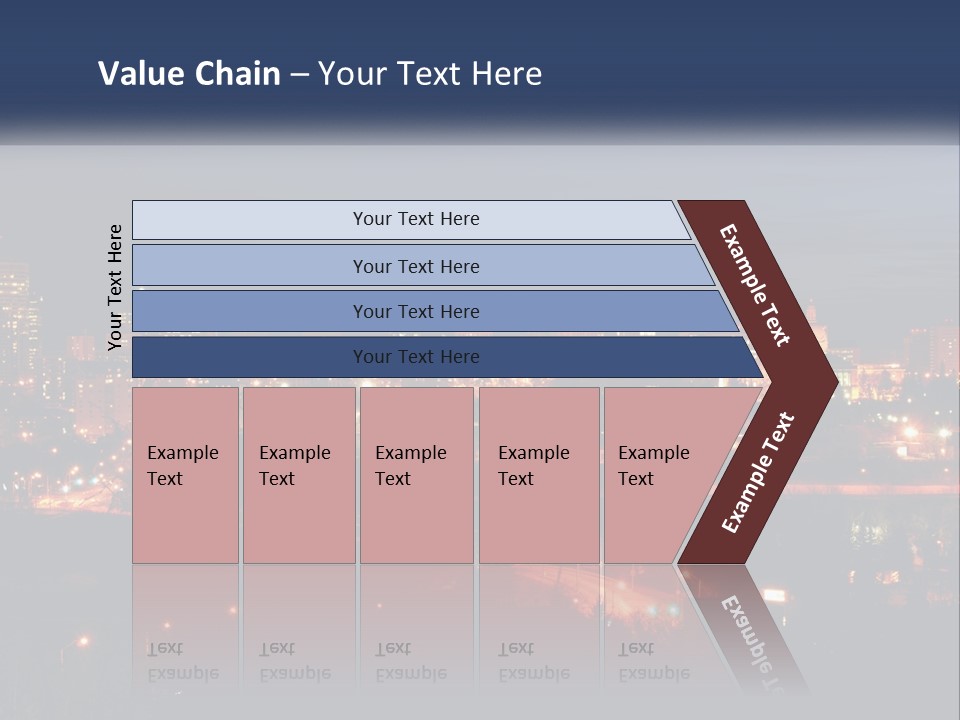 A City Skyline At Night With The Lights On PowerPoint Template