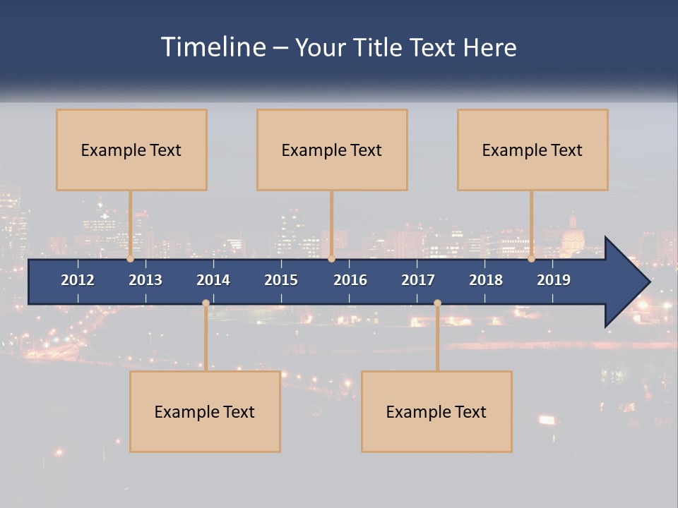 A City Skyline At Night With The Lights On PowerPoint Template