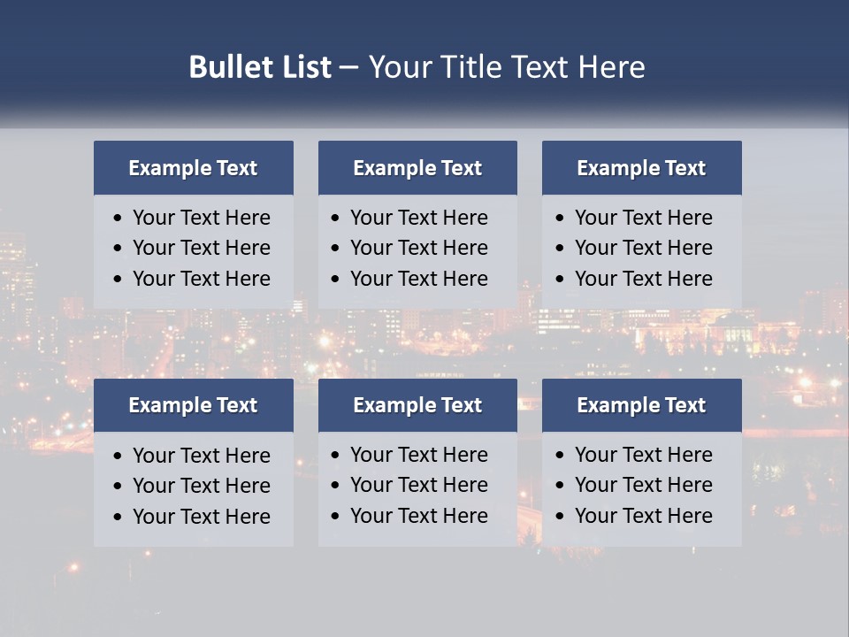 A City Skyline At Night With The Lights On PowerPoint Template