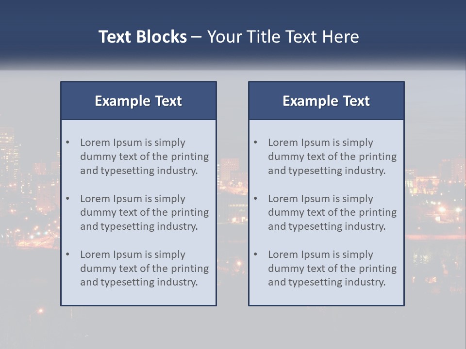 A City Skyline At Night With The Lights On PowerPoint Template