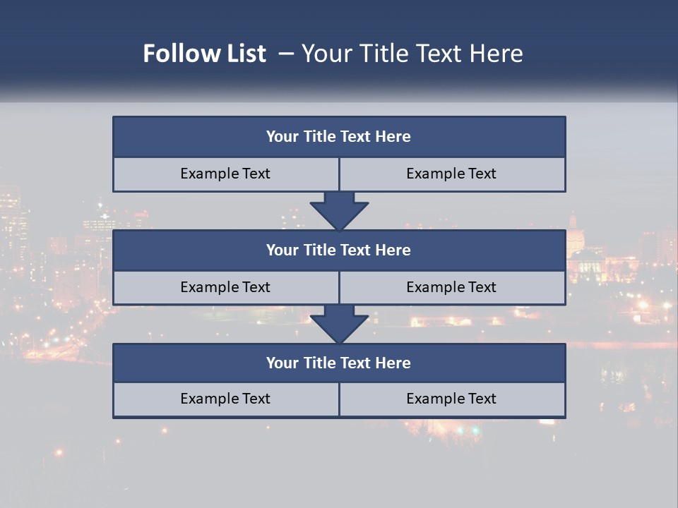 A City Skyline At Night With The Lights On PowerPoint Template
