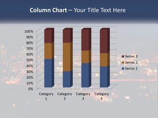 A City Skyline At Night With The Lights On PowerPoint Template