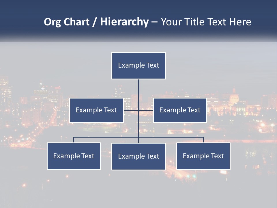A City Skyline At Night With The Lights On PowerPoint Template