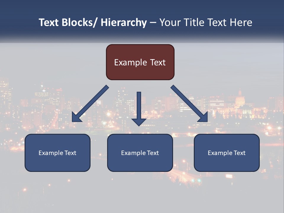 A City Skyline At Night With The Lights On PowerPoint Template