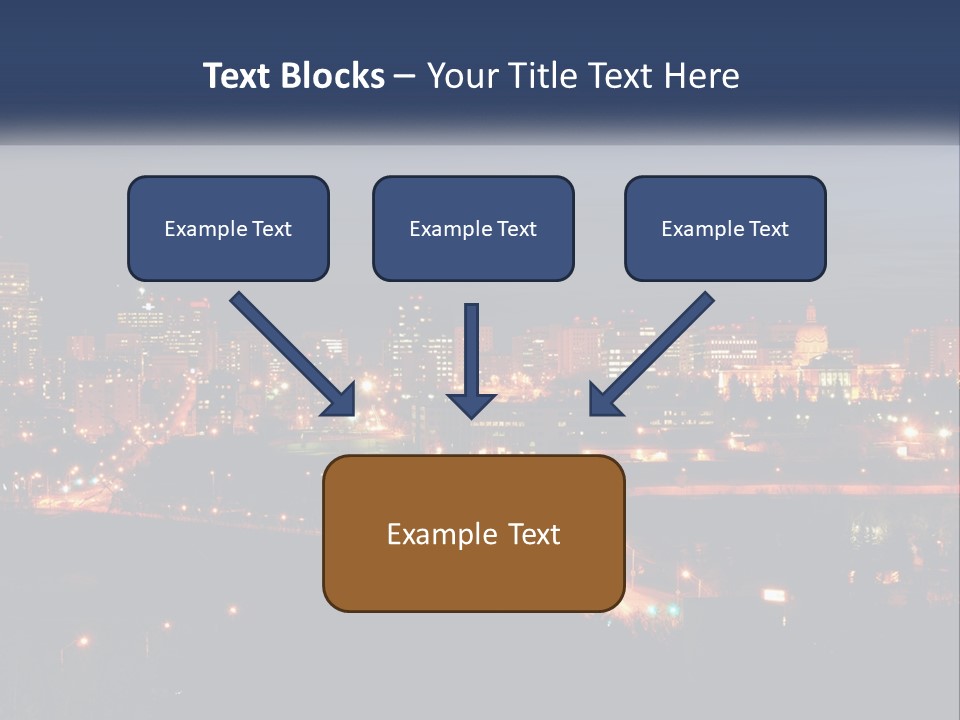 A City Skyline At Night With The Lights On PowerPoint Template